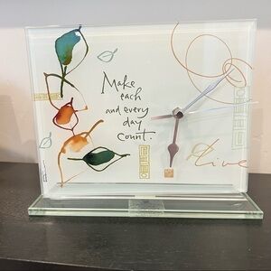 Clock Katy Davis Designs CLOCK. Base & Clock all Glass 9” X 7” X 2 1/2. …